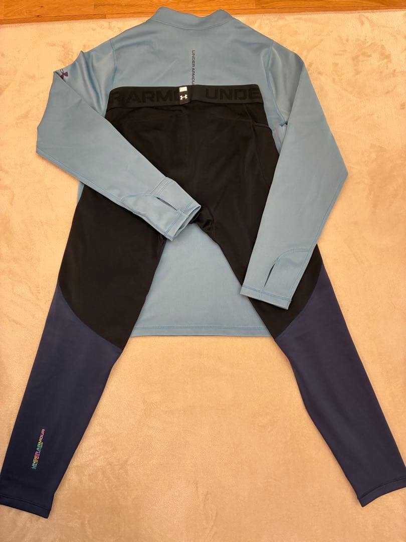 UAコールドウェザープロ　ロングスリーブ モックネック シャツ　レギンス　XL