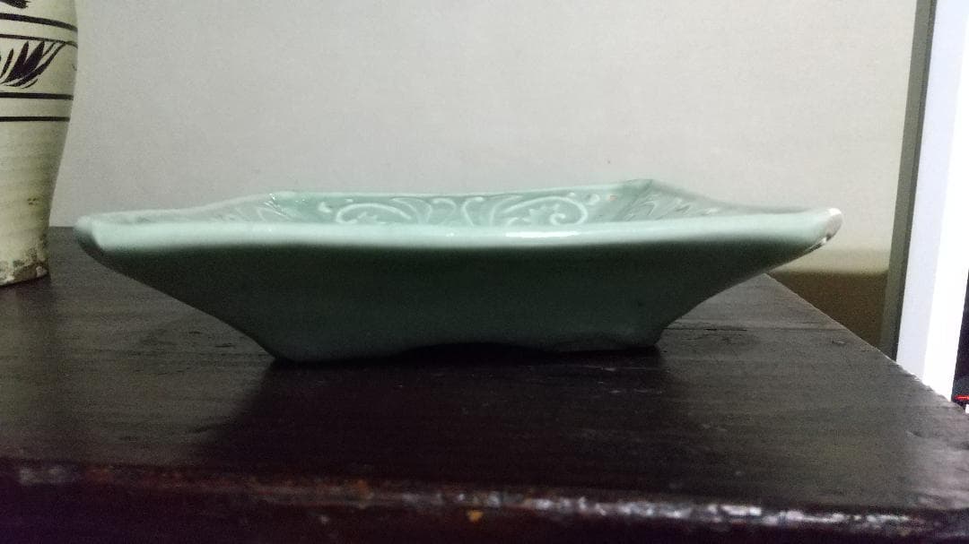 珍！青磁　四方皿（21cm）美品　初期伊万里・波佐見焼・その他国焼き