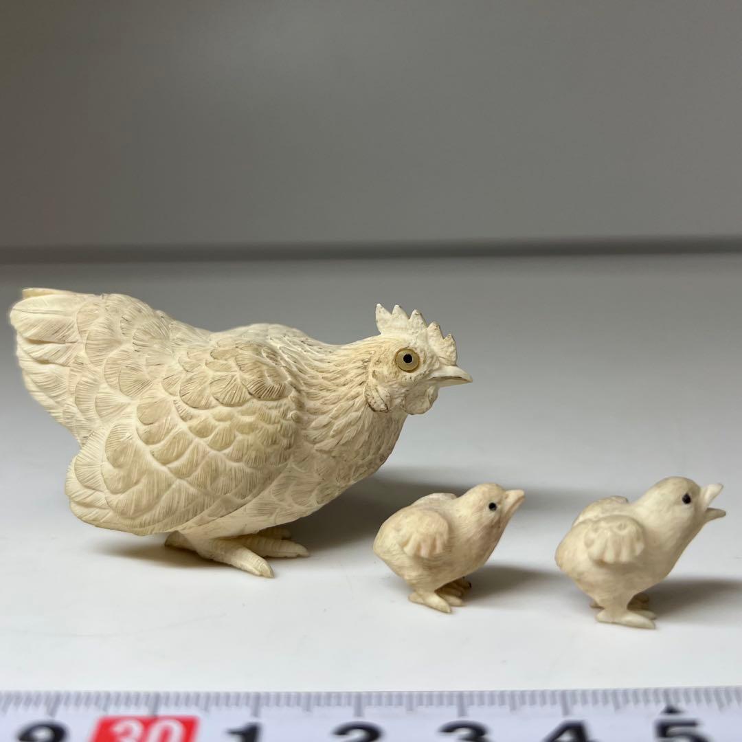 極上 和彫 鶏親子置物 55g 東キ8-0206☆2F トヒサ