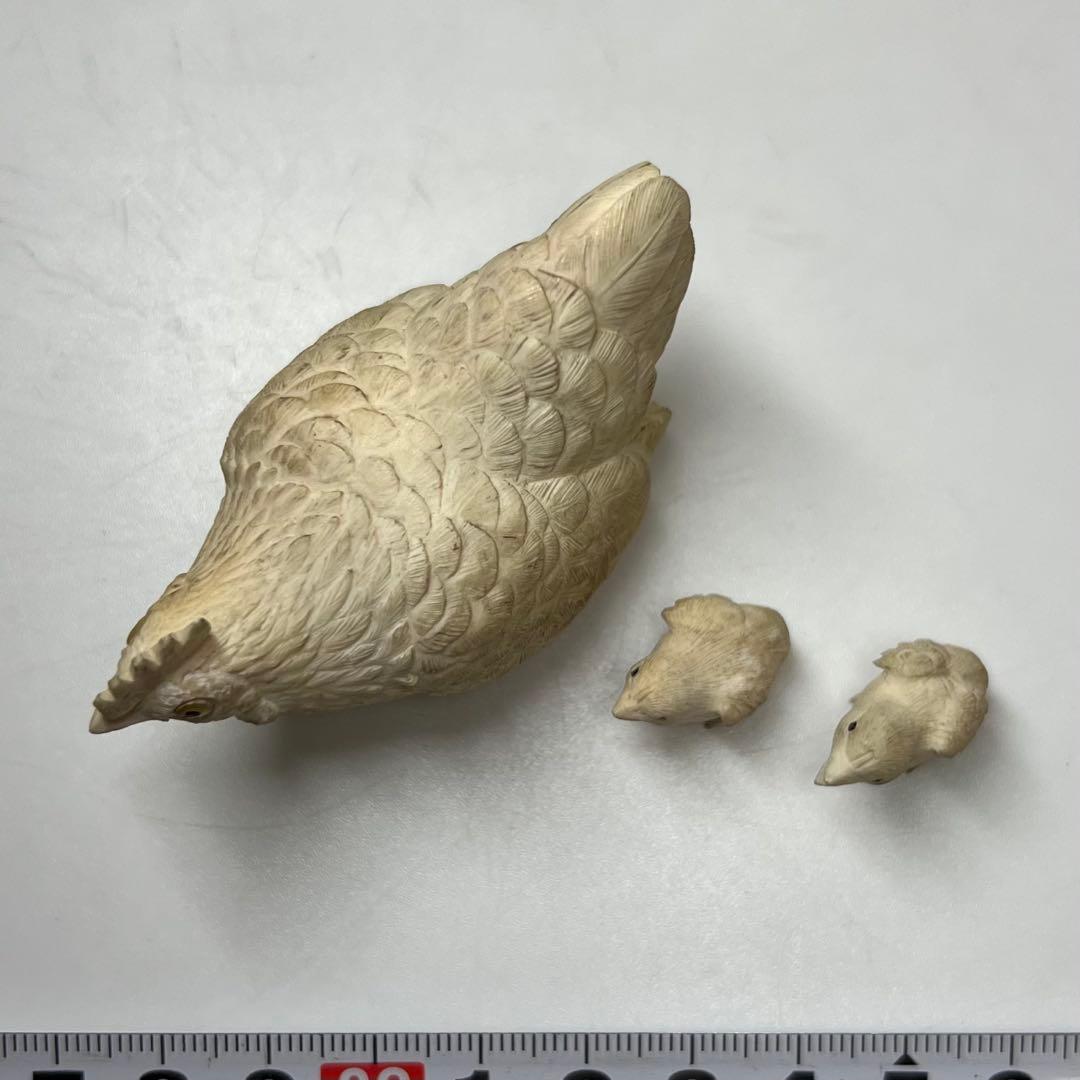 極上 和彫 鶏親子置物 55g 東キ8-0206☆2F トヒサ