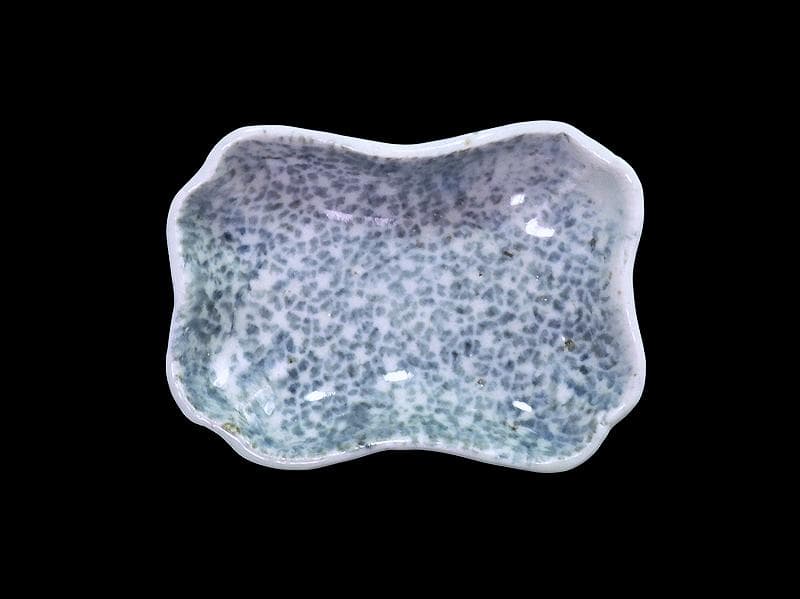 古伊万里　染付　型刷印判　氷裂紋の図　変形皿　江戸期　E655AS-fbsu