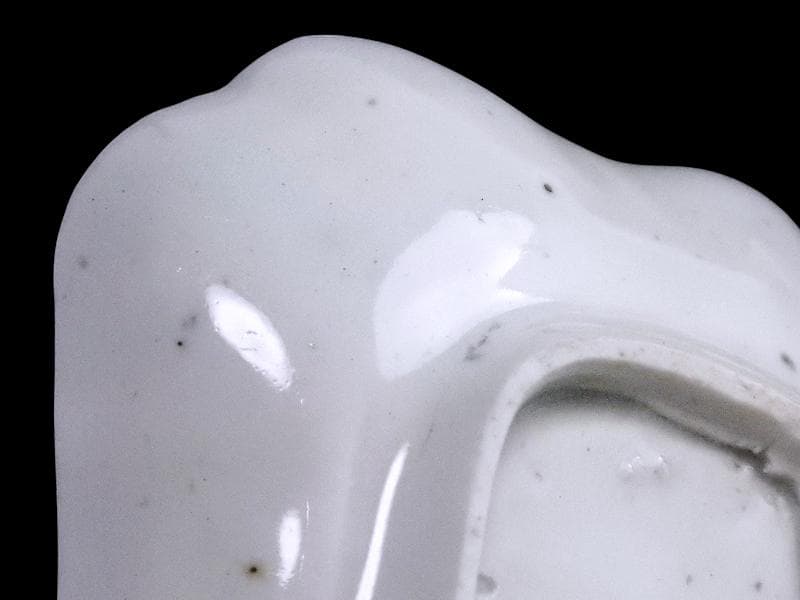 古伊万里　染付　型刷印判　氷裂紋の図　変形皿　江戸期　E655AS-fbsu