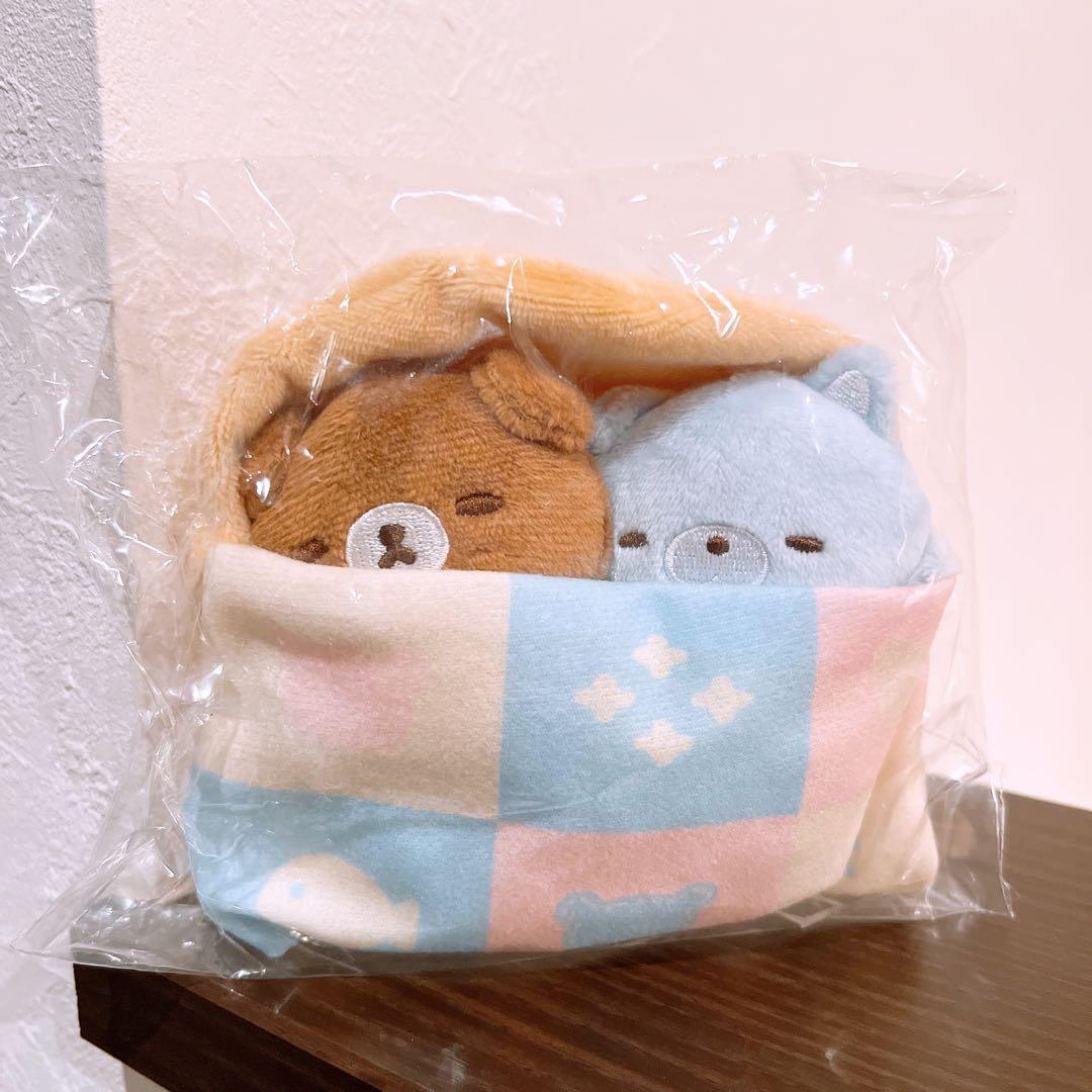 アオコグのおとまりてのりぬいぐるみセット　チャイロイコグマ　アオイコオオカミ