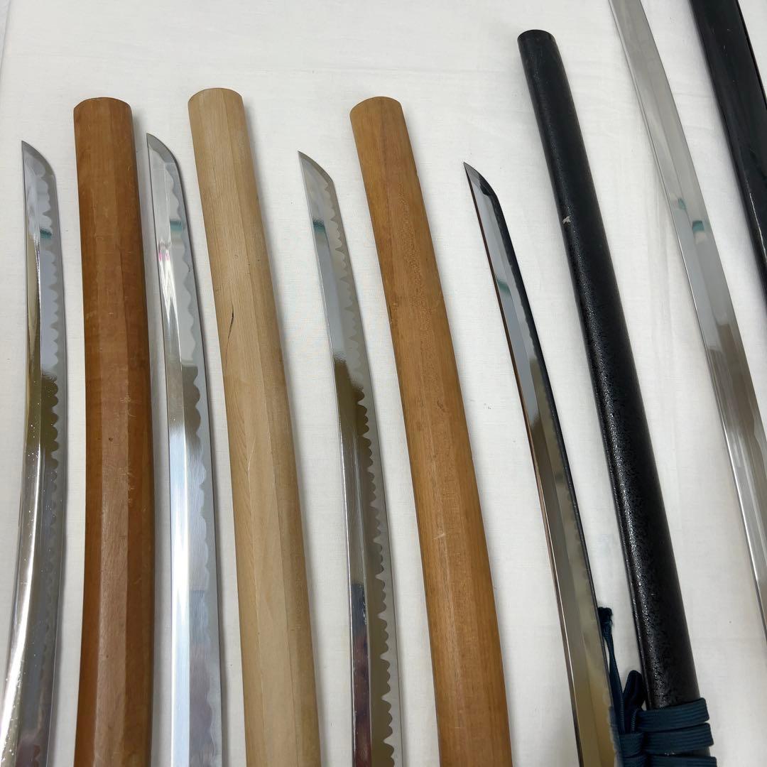【傷あり】模造刀 8本 まとめ 透かし鍔 樋入り 太刀 脇差 白鞘