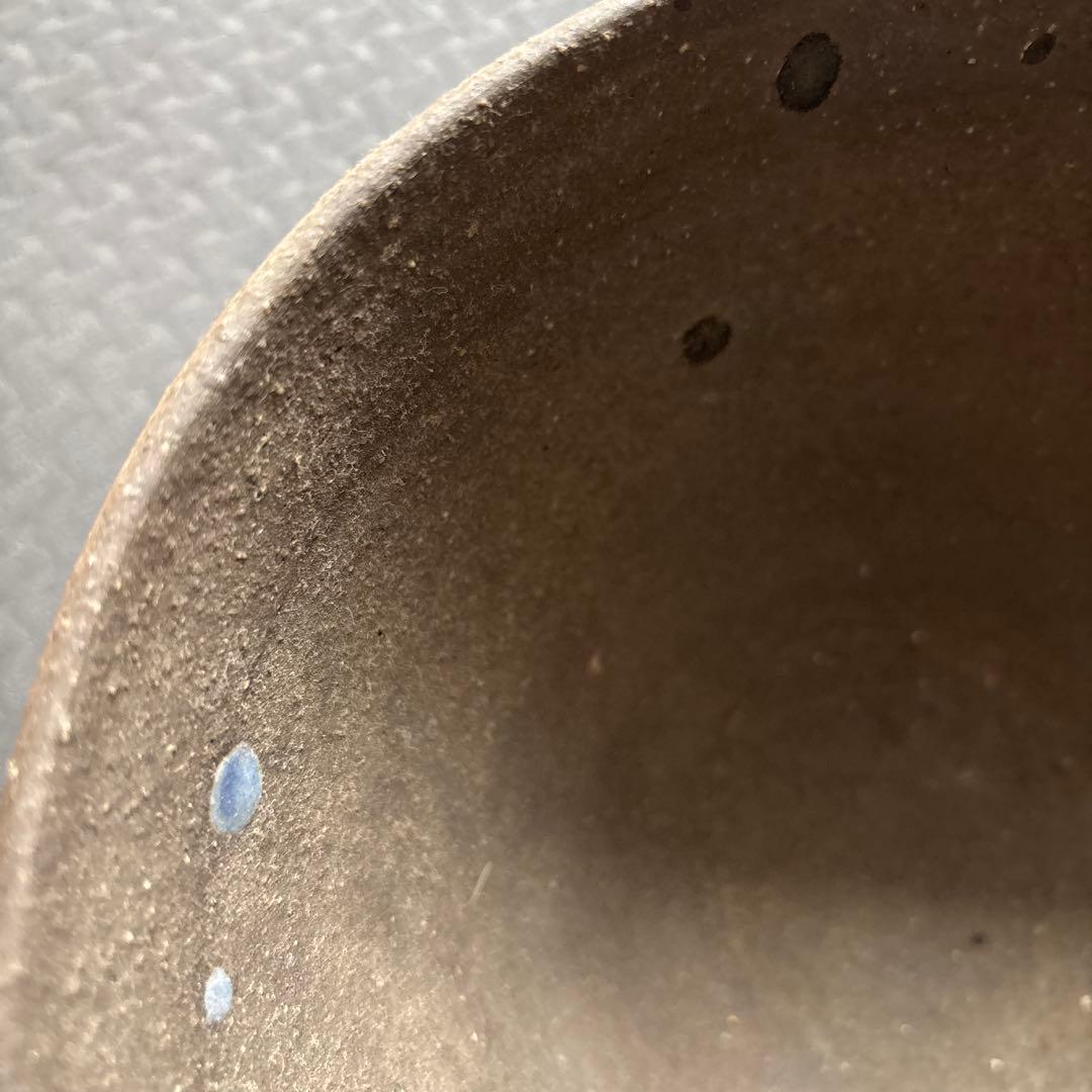 荒木義隆氏作 黒色陶器鉢(ワインクーラー)青点付き