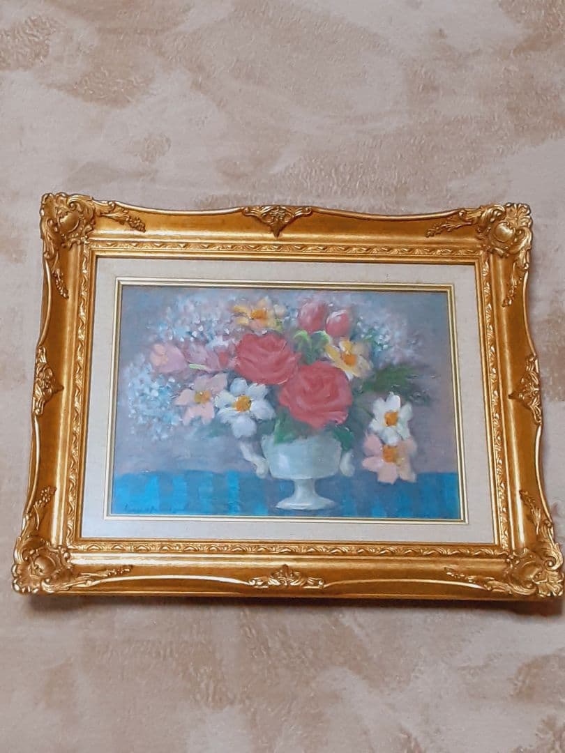 松崎寛　油彩　群馬　桐生　白瀧姫　卓上の花