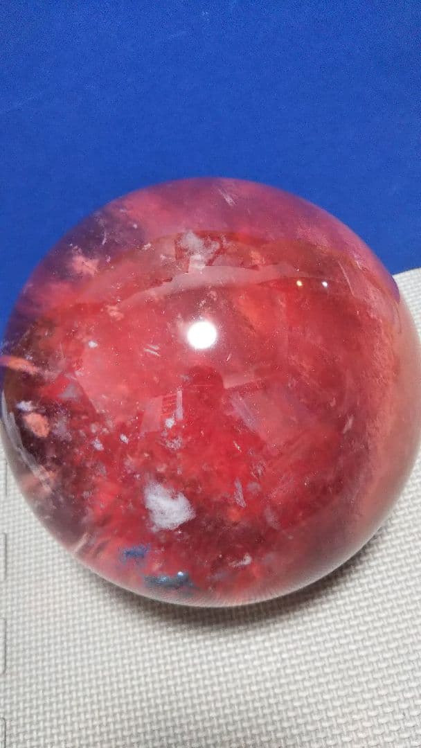 超巨大 溶練水晶球 約7.4Kg 直径18cm  水晶玉 紅蓮 紅 赤