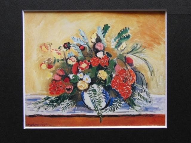 アンリ・マティス、白い花瓶の花束、希少な額装用画集より