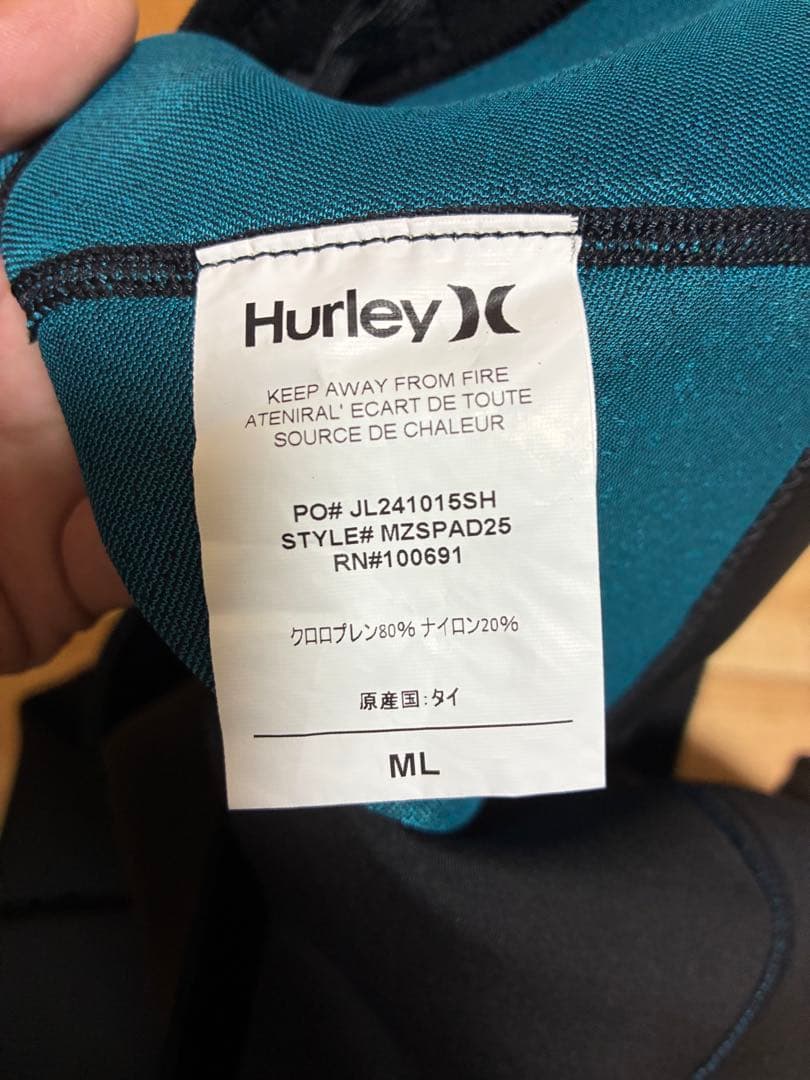 Hurley ハーレー2/2mm 半袖スプリングウェットスーツ　ML