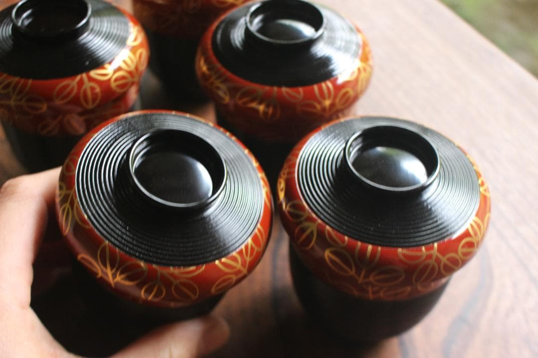 Green❤︎さま専用！優美な萩蒔絵の映える小吸物椀５点（検輪島塗懐石道具小椀