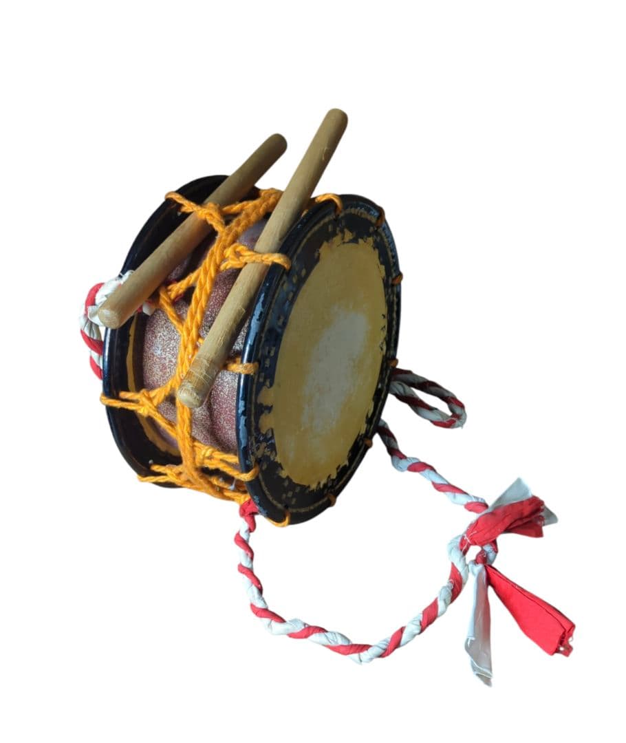 【希少】 締太鼓 紐締め バチ 2組 平太鼓 和太鼓 34.5cm