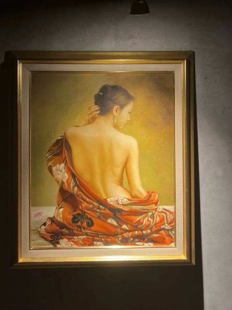 リアリズム　肉筆油彩画　【美人画】　作者不詳