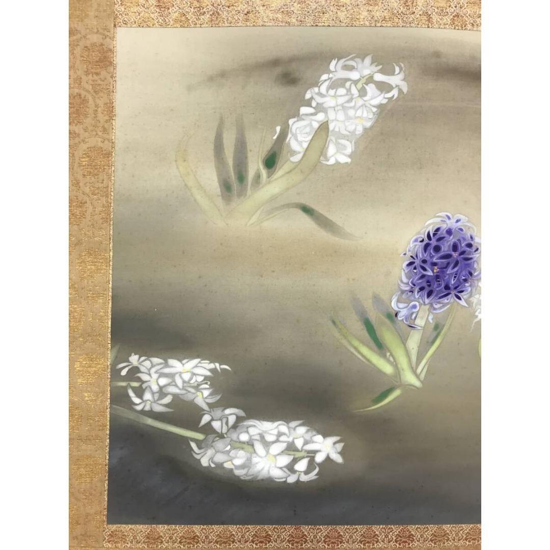 模写/速水御舟/紫蘭/シラン/花図/横物/掛軸/名家伝来/AK-237