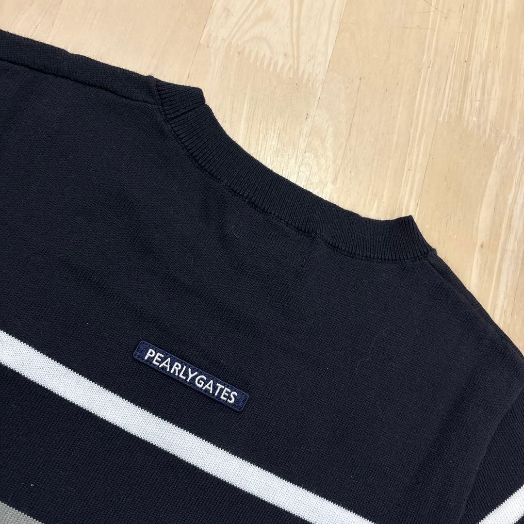 パーリーゲイツ☆新品 配色ボーダーコットンクルーネックニット