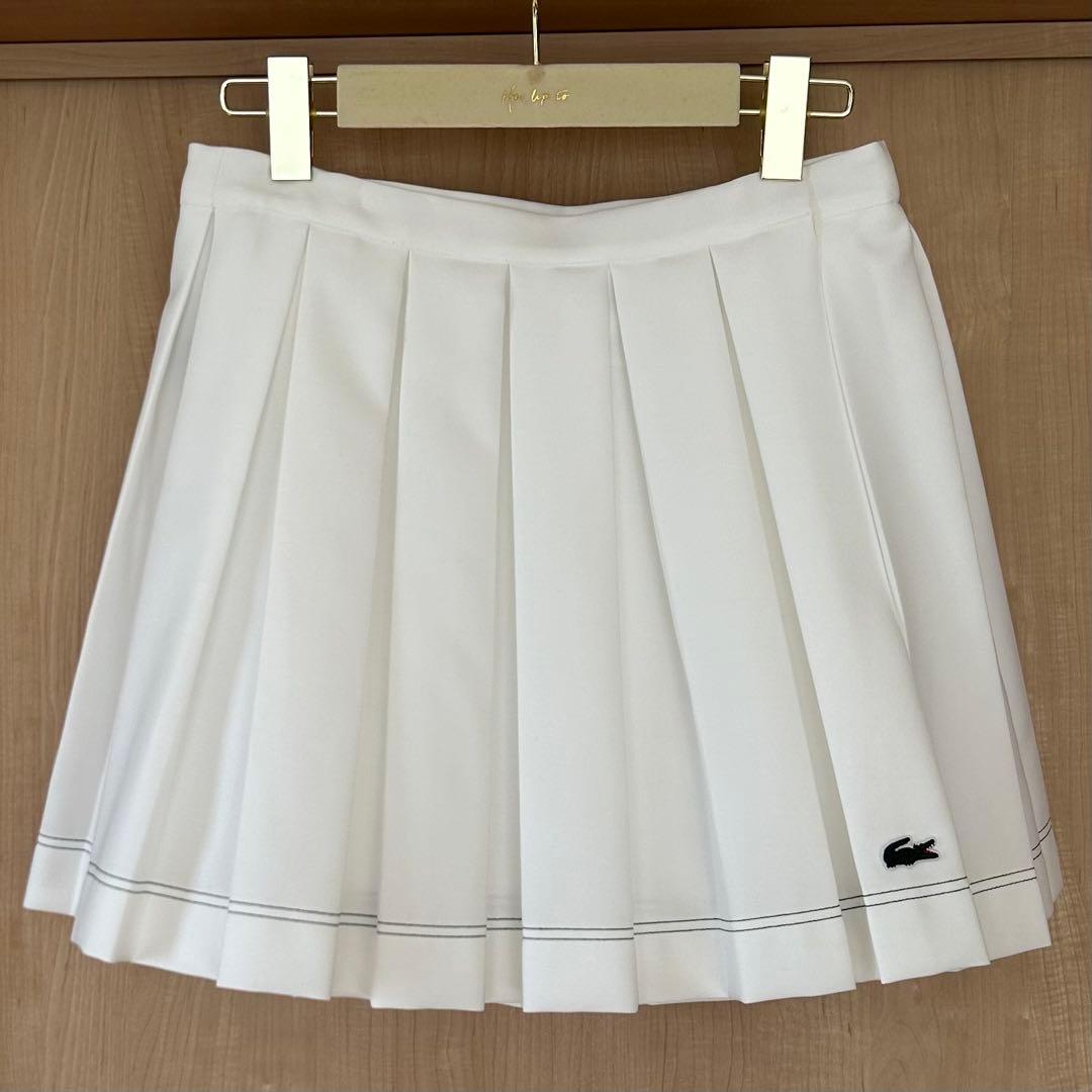 新品 ラコステ プリーツスカート テニス スコート LACOSTE 38 白