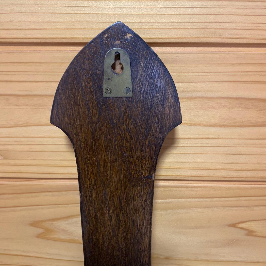 舶来品　アンティークバロメーター　重厚な木彫りの気圧計