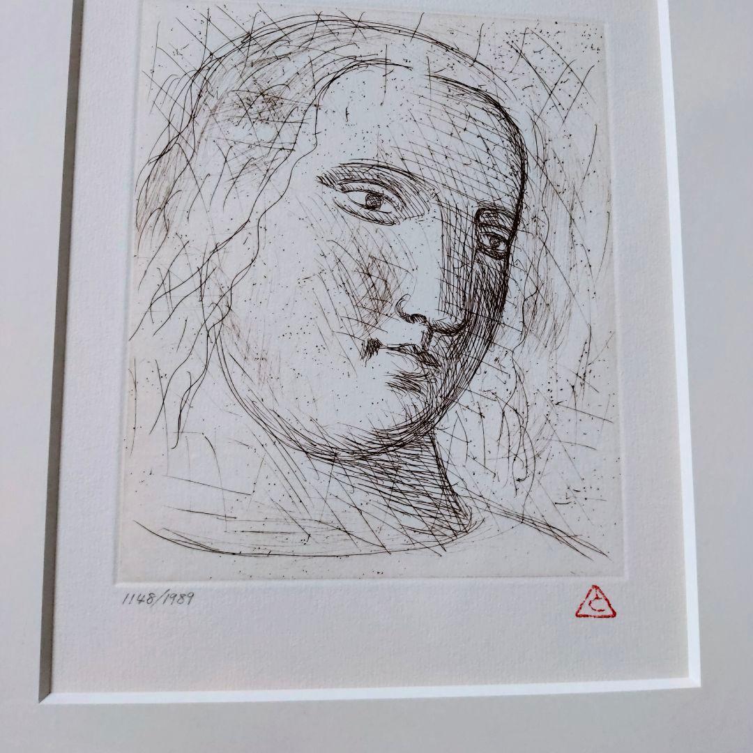 有本利夫 銅版画 「男の顔」オリジナル 限定版