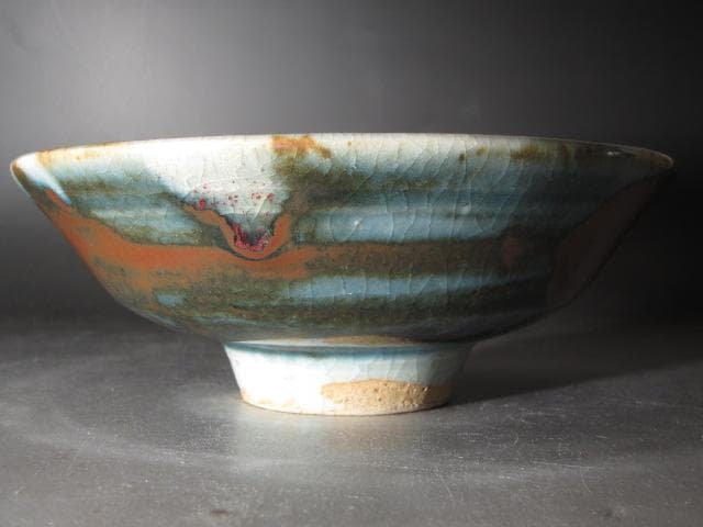 ★　河井寛次郎　辰砂茶碗　色の移ろいが美しい一品です★x495