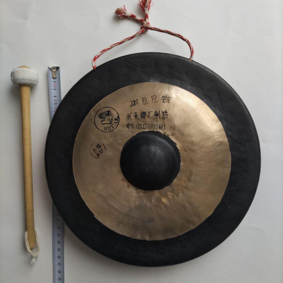 銅鑼 ドラ 直径27.8cm 重さ1070g バチ付き