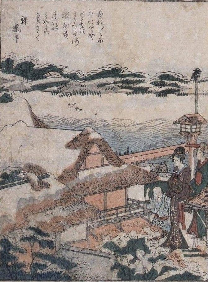 葛飾北斎作　浮世絵版画「絵本　隅田川両岸一覧」下巻　越前和紙複製画