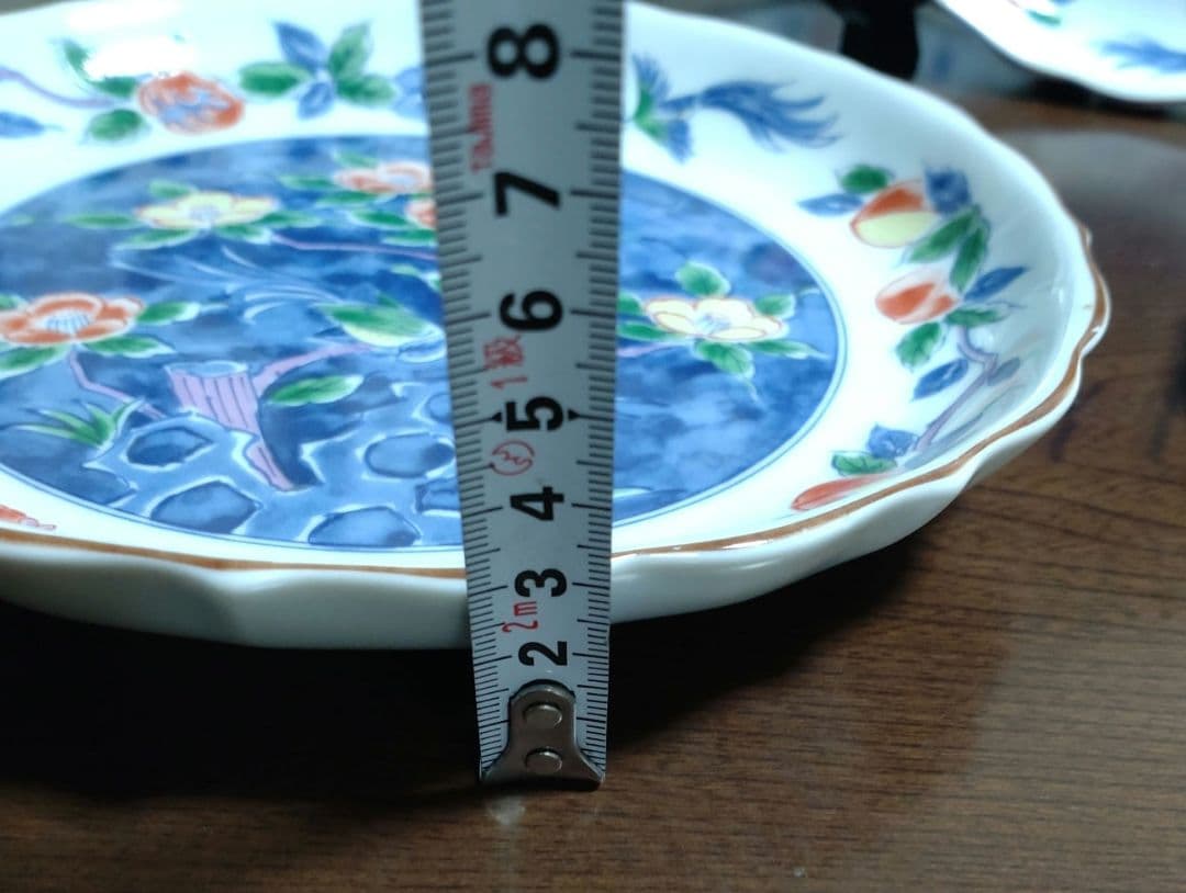 【庫山窯】花縁花鳥図中皿　銘々皿五客揃い