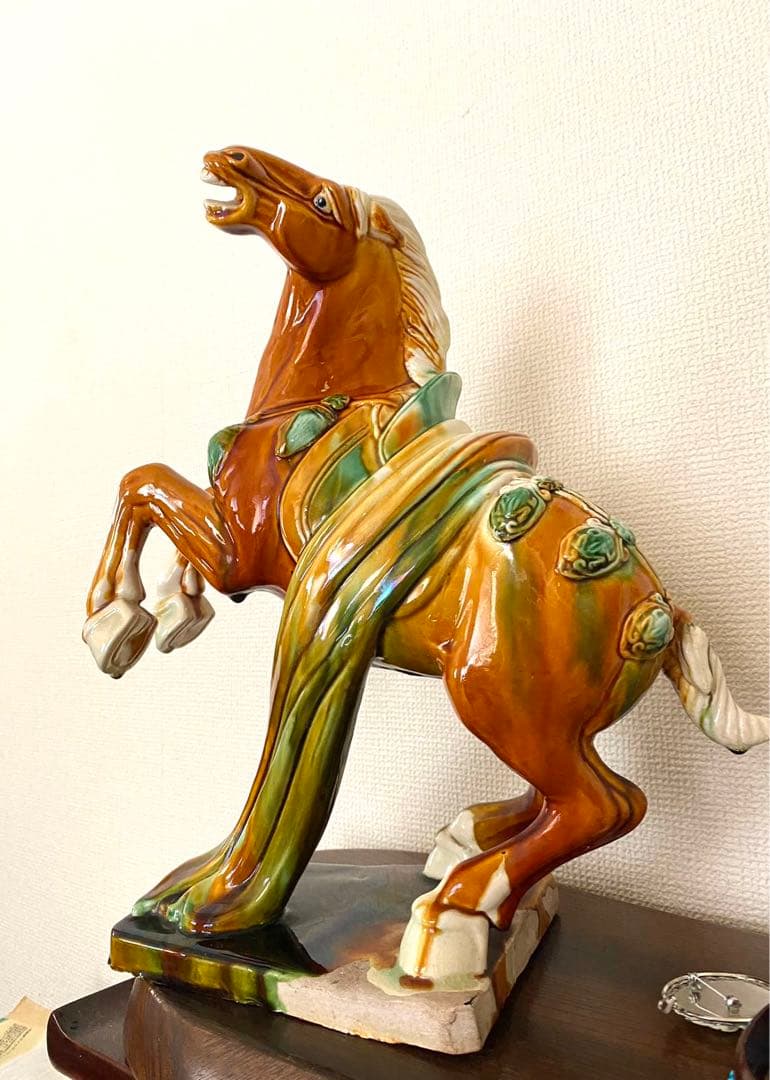 唐三彩千里馬 彫塑像