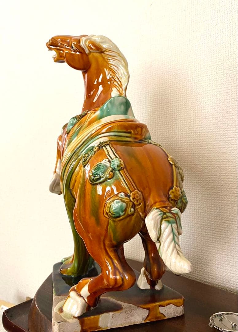 唐三彩千里馬 彫塑像