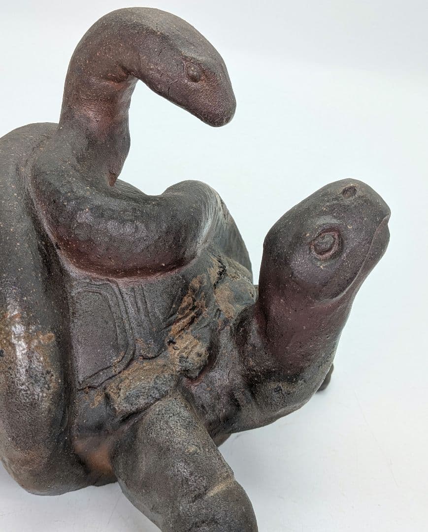 廬山窯 武用君彦 備前焼 干支置物「己巳」 共箱共布 巳年 亀蛇 ヘビ 在銘