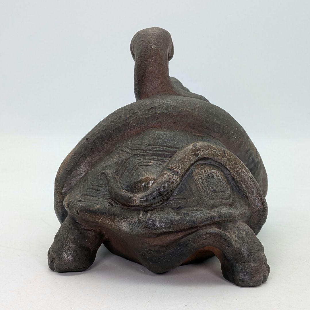 廬山窯 武用君彦 備前焼 干支置物「己巳」 共箱共布 巳年 亀蛇 ヘビ 在銘