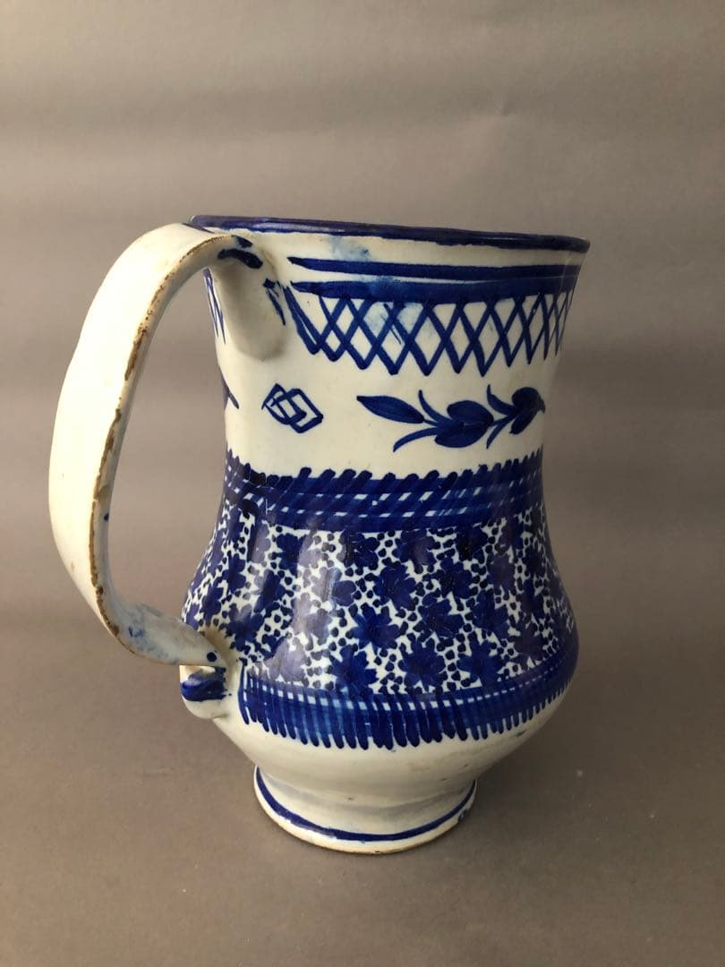 スペイン骨董　古陶 陶器　マニセス焼の水差し、ピッチャー　アンティーク