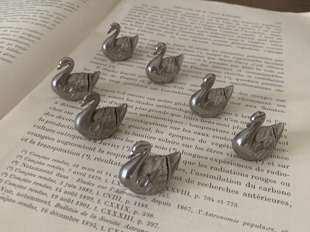 フランスアンティーク　カードスタンド　白鳥　スワン　蚤の市　ブロカント