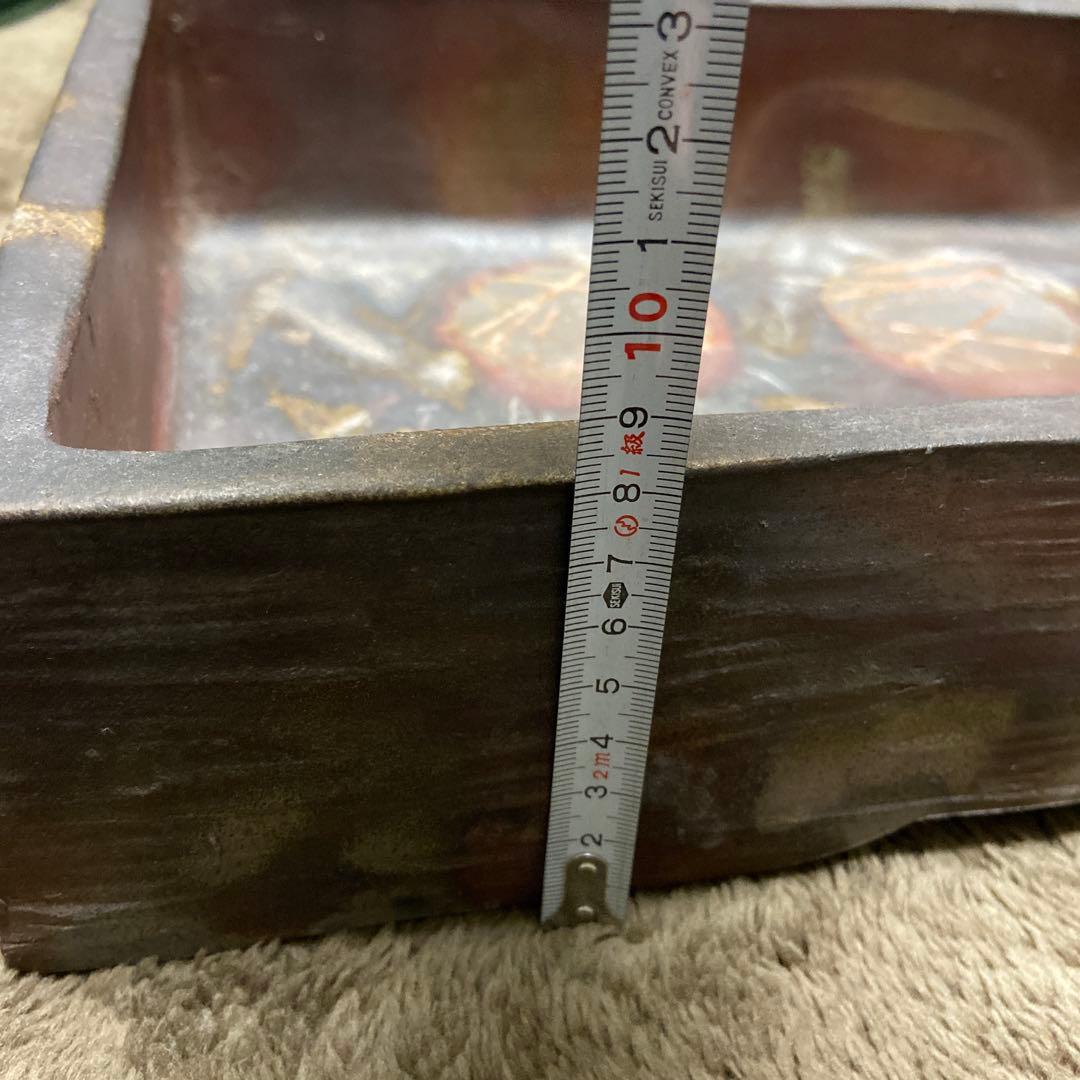 備前焼　大型　水盤　花器　角鉢　華道　生花　34.5センチ