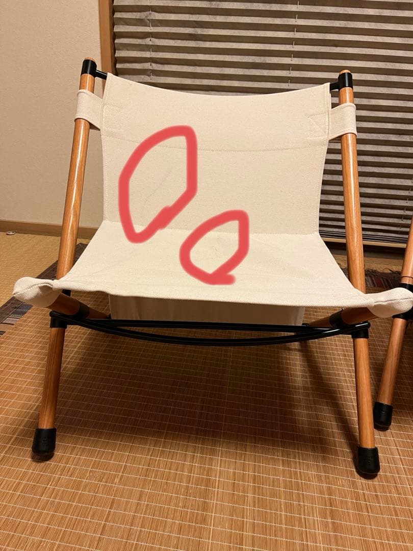 Hangout北欧風ホワイトキャンバス折りたたみチェア2脚セット　キャンプ