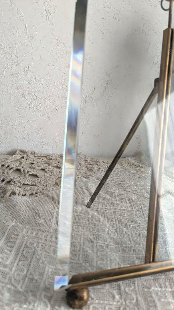 フランス 大きなガラス フォトフレーム ベベルガラス リボン装飾