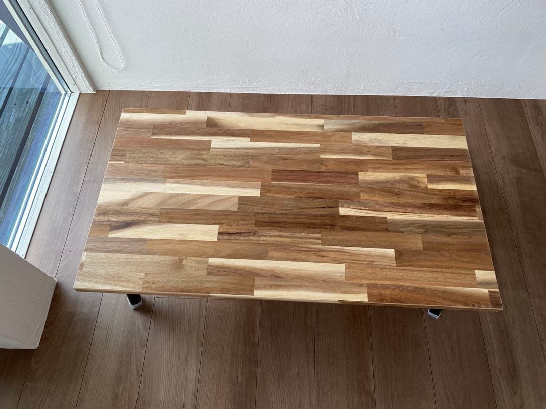 アカシア集成材　折りたたみ　テーブル　キャンプ ローテーブル900×500