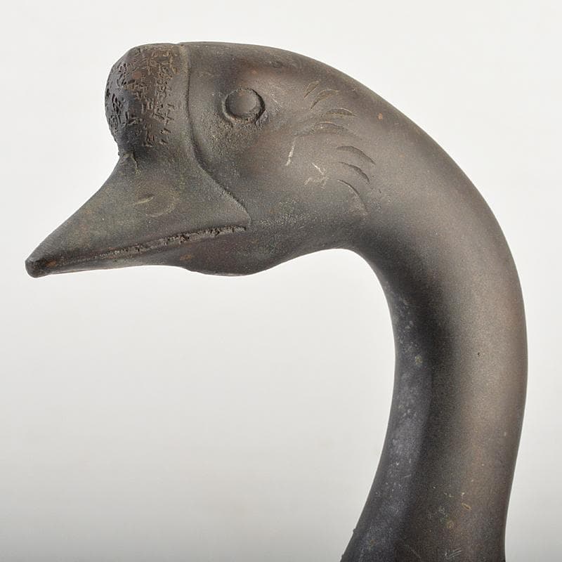 金工　秀山作　鋳銅　家鴨　アヒル　置物　一對　重さ合計約3.2㎏　G　R7513