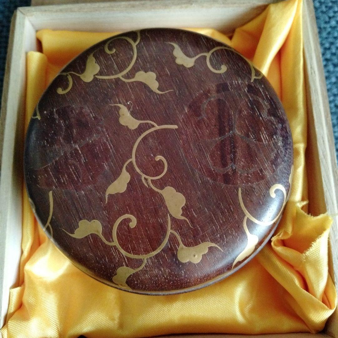 旧家蔵　中国骨董　清時代道光年製　紫檀金絲象嵌細工御香合