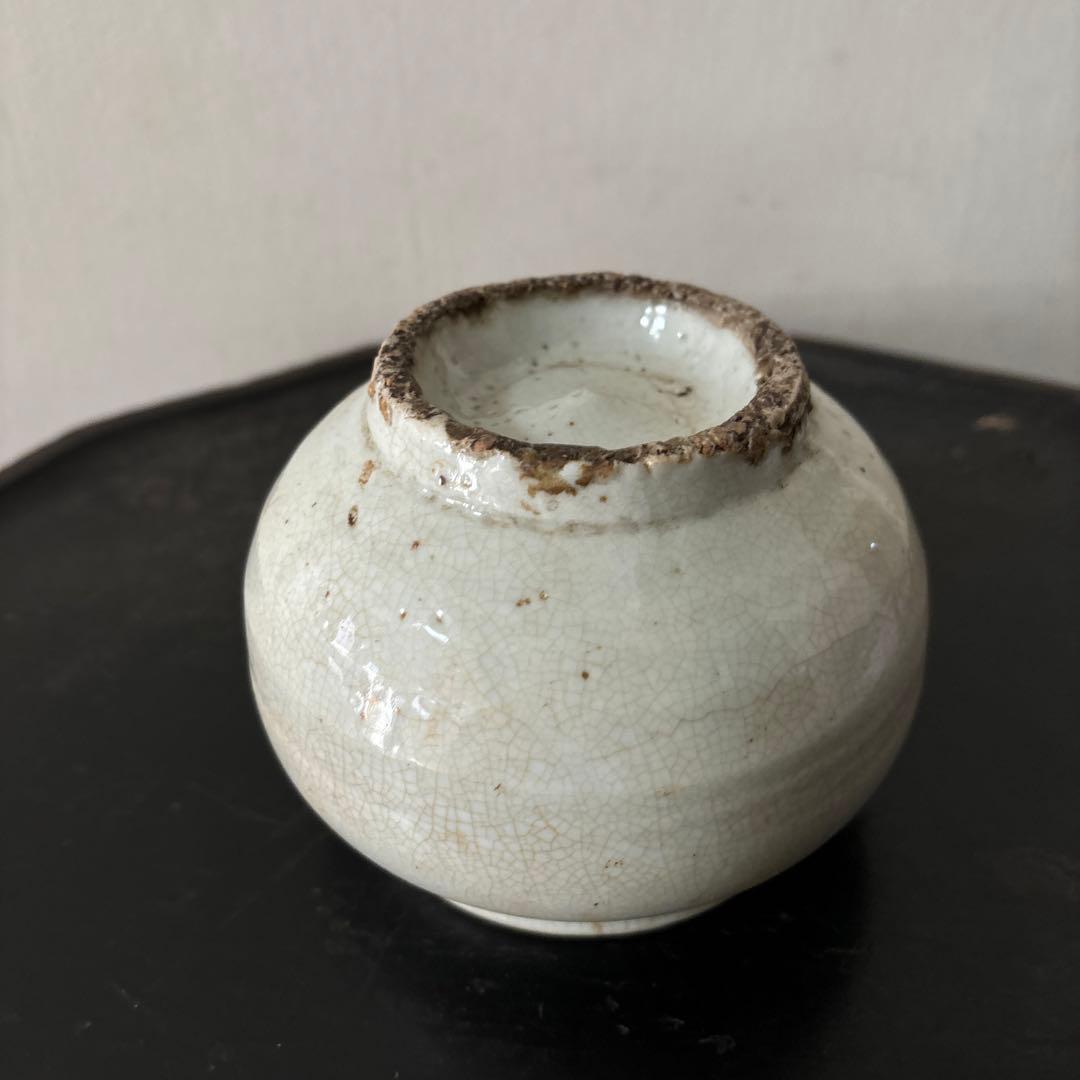 李朝壷　白磁　丸壷　塩笥壺　韓国オンギ.骨董品.スッカラ.アンティーク.立原正秋