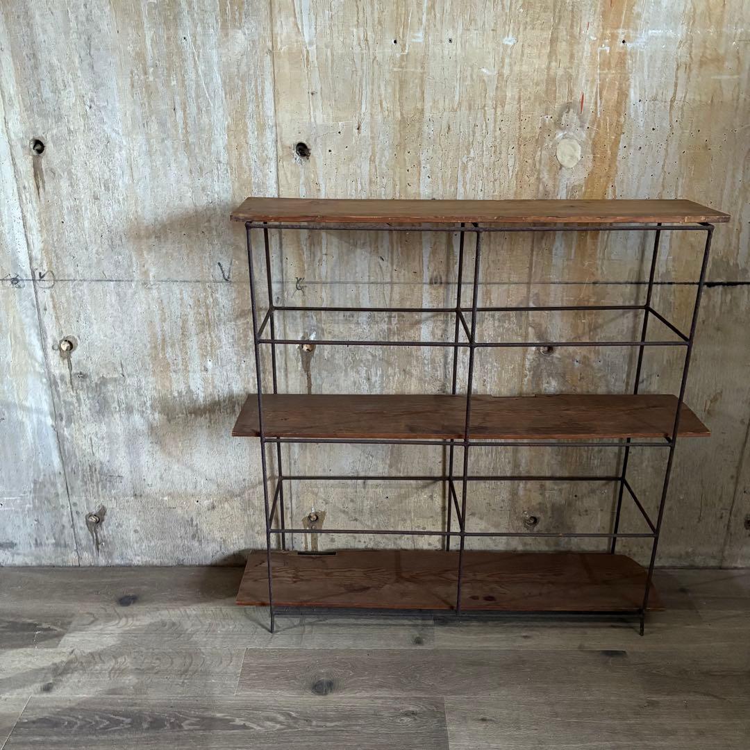 ヴィンテージ　オープンシェルフ　アイアンフレーム×古材　インダストリアル