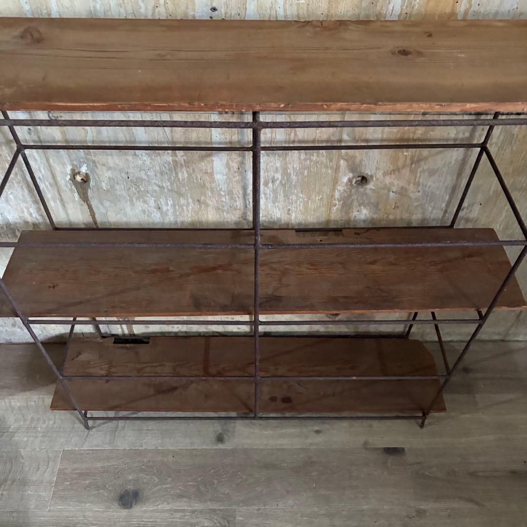 ヴィンテージ　オープンシェルフ　アイアンフレーム×古材　インダストリアル