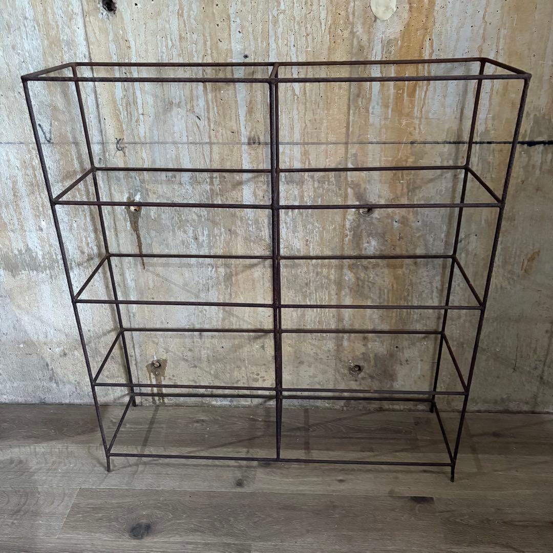 ヴィンテージ　オープンシェルフ　アイアンフレーム×古材　インダストリアル
