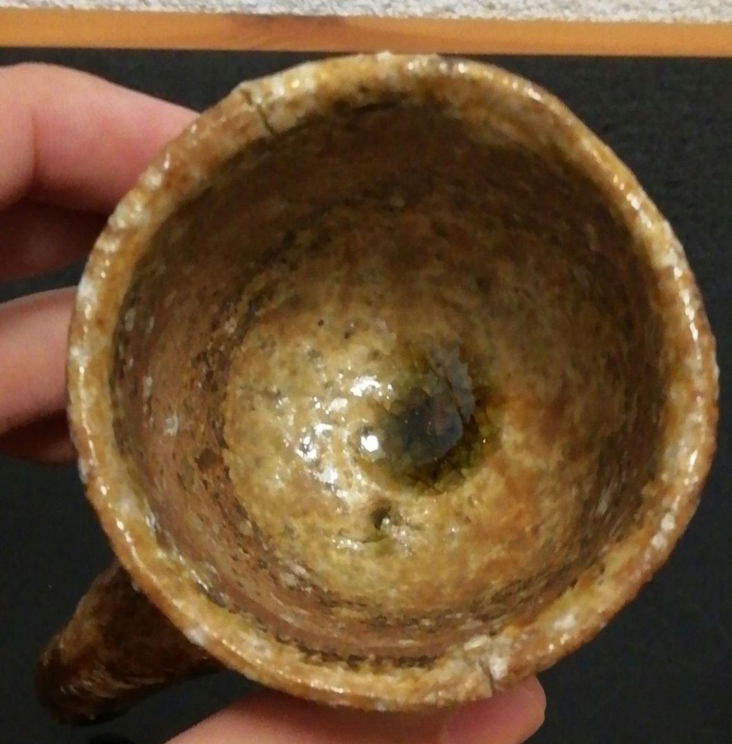 澤清嗣作　信楽焼　シカ　盃　ぐい呑　共箱　略歴付　酒器