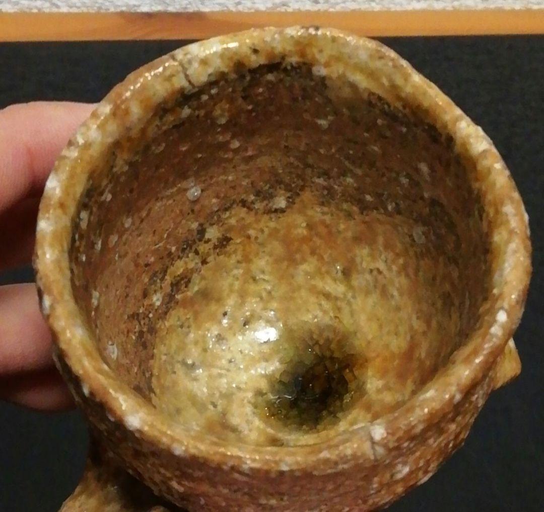 澤清嗣作　信楽焼　シカ　盃　ぐい呑　共箱　略歴付　酒器