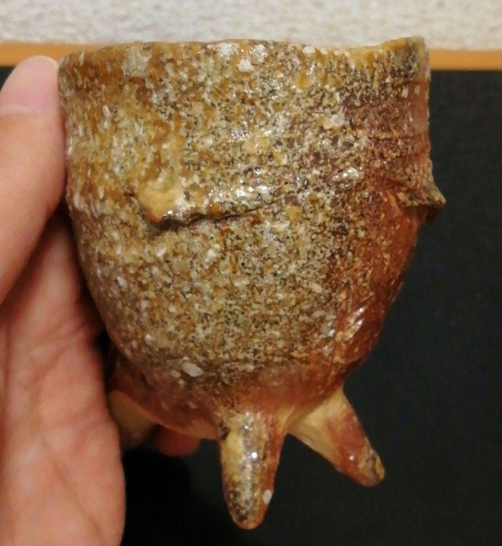 澤清嗣作　信楽焼　シカ　盃　ぐい呑　共箱　略歴付　酒器