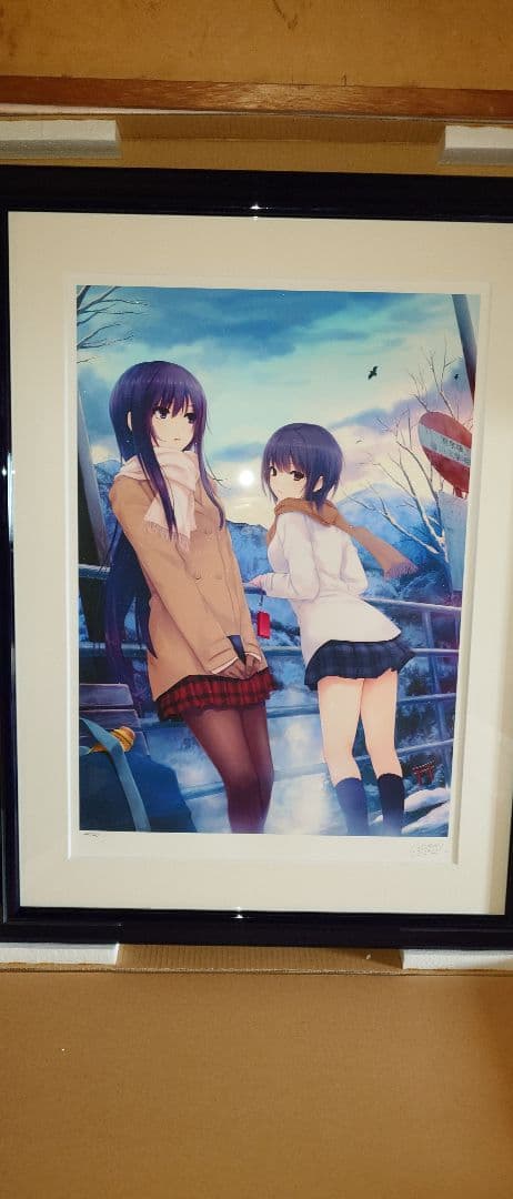 珈琲貴族氏 版画 冬のバス停 アールビバン ミクスドメディア