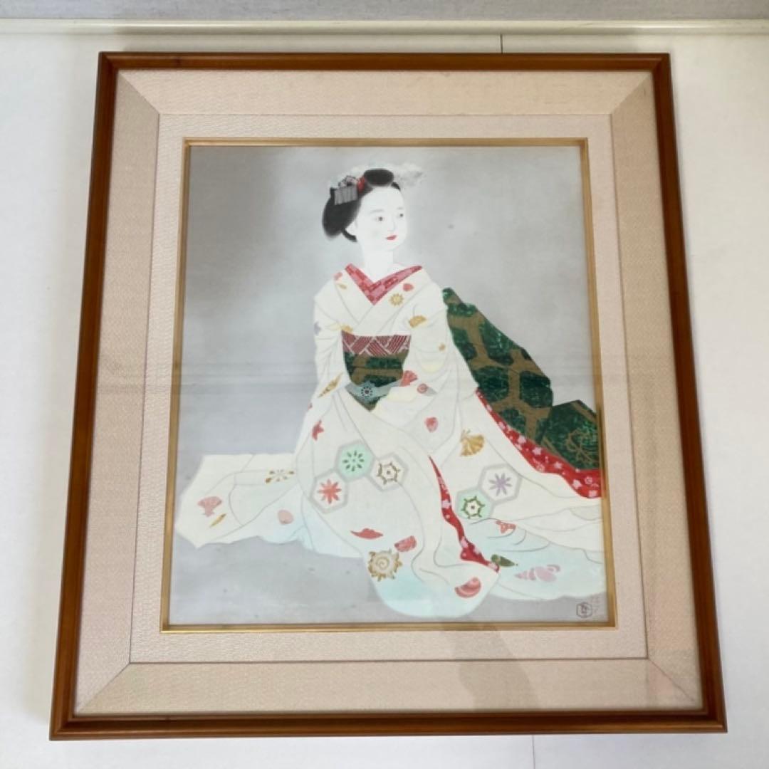 小倉遊亀 「舞妓」 木版画 美人画 着物 絵画 額縁 画家 芸術 美術 工芸品