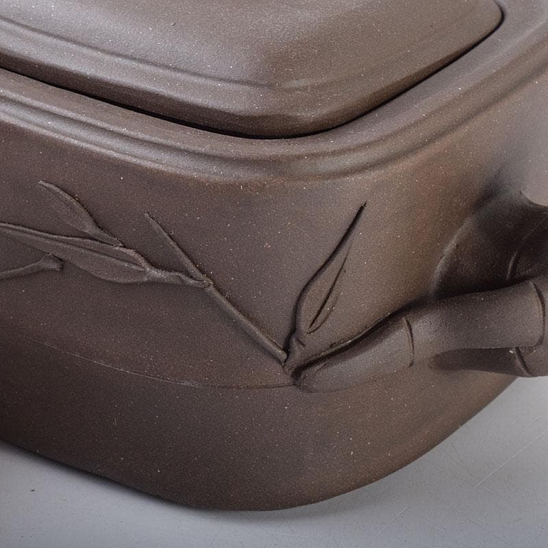 中国　紫砂　朱泥　竹文　急須　茶壷　在銘　N　7119