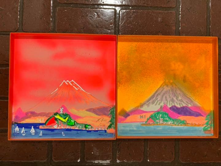 幻想絵画、空飛ぶ画家糸川裕志の富士山曼荼羅の箱絵、