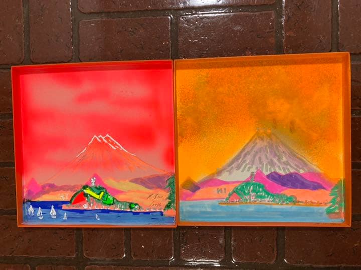 幻想絵画、空飛ぶ画家糸川裕志の富士山曼荼羅の箱絵、