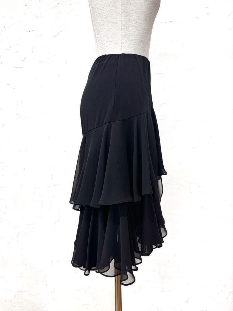 【ラテン】新品　ジョーゼット切替え　デザインスカートｓ595